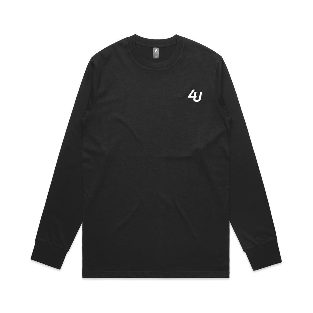 Four Under Golf Leisure Long Sleeve Tee – Black Front 